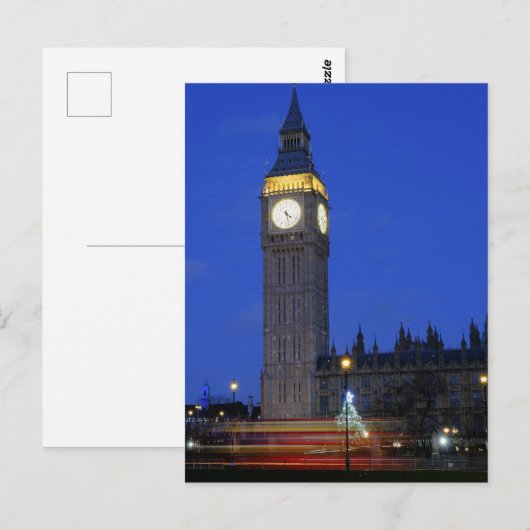 Kerstmis bij "Big Ben", Londen UK Briefkaart (Voorkant / Achterkant)