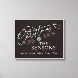 "Kerstmis bij de" Familienaam Vakantie SVG Canvas Afdruk