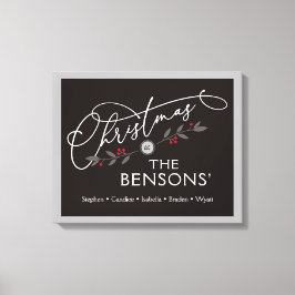 "Kerstmis bij de" Familienaam Vakantie SVG Canvas Afdruk
