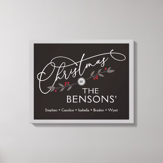 "Kerstmis bij de" Familienaam Vakantie SVG Canvas Afdruk (Voorkant)