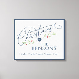 "Kerstmis bij de" Familienaam Vakantie SVG Canvas Afdruk