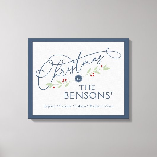 "Kerstmis bij de" Familienaam Vakantie SVG Canvas Afdruk (Voorkant)