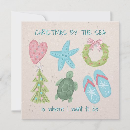 Kerstmis bij de zee feestdagenkaart (Voorkant)