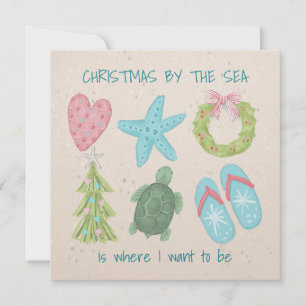 Kerstmis bij de zee feestdagenkaart