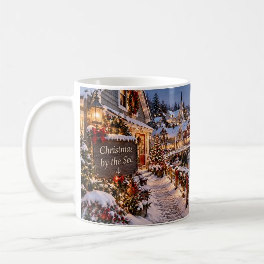 Kerstmis bij de zee mok (Links)