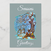 Kerstmis bij Elf Hall Folie Kerstkaart