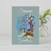 Kerstmis bij Elf Hall Folie Kerstkaart Folie Feestdagenkaart (Staand Voorkant)