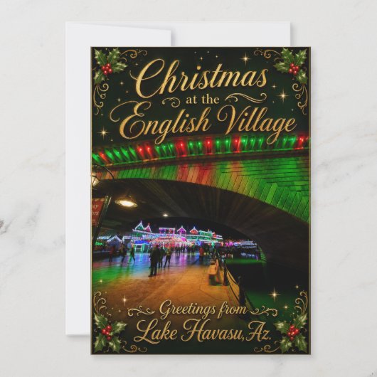 Kerstmis bij het Engelse dorp Lake Havasu Az. Feestdagenkaart (Voorkant)