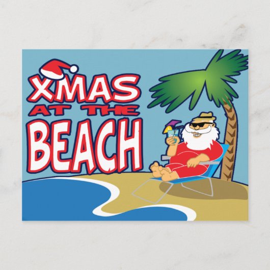 Kerstmis bij het strand-Briefkaart Feestdagenkaart (Voorkant)
