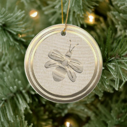 Kerstmis Bij in Goud Keramiek Ornament in Vintage