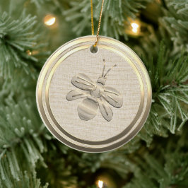 Kerstmis Bij in Goud Keramiek Ornament in Vintage