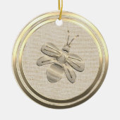 Kerstmis Bij in Goud Keramiek Ornament in Vintage  (Voorkant)