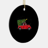 Kerstmis bij Newfoundland op Red Car Truck Keramisch Ornament (Rechts)