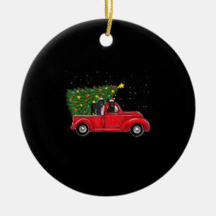 Kerstmis bij Newfoundland op Red Car Truck Keramisch Ornament