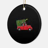 Kerstmis bij Newfoundland op Red Car Truck Keramisch Ornament (Links)