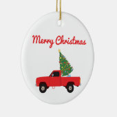 Kerstmis bij ophaalwagen keramisch ornament (Rechts)