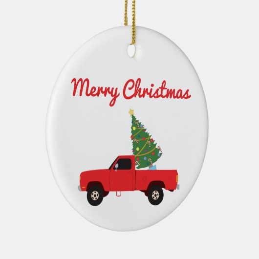 Kerstmis bij ophaalwagen keramisch ornament (Rechts)