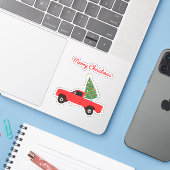 Kerstmis bij ophaalwagen sticker (Laptop met iPhone)