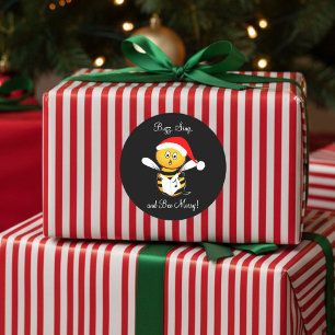 Kerstmis Bij Zingende Bij Prettig! Ronde Sticker