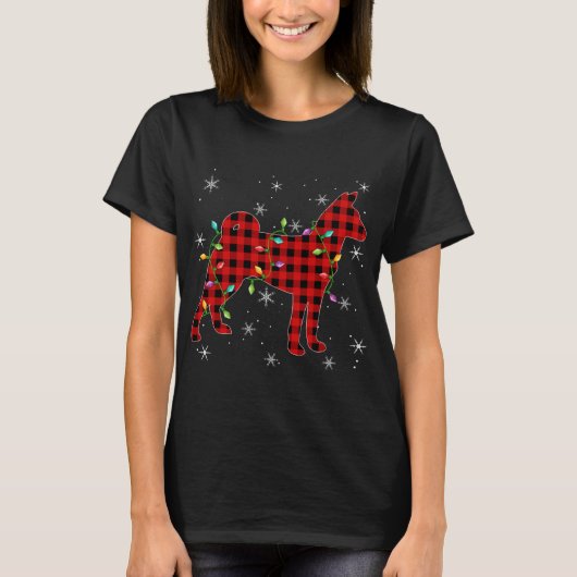 Kerstmis bijpassende familie Buffalo Plaid Basenji T-shirt (Voorkant)