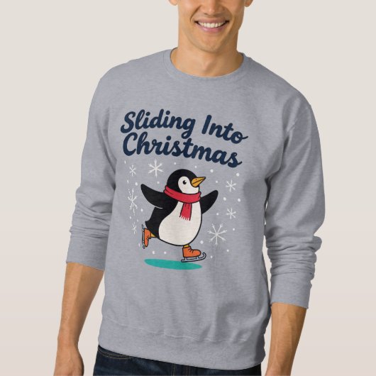 Kerstmis binnenglijden, ijsdansen Kerstman pinguïn Trui (Voorkant)