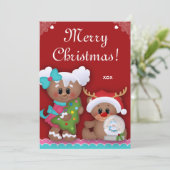 Kerstmis Birthday Party Gingerbrood nodigt uit Kaart (Staand voorkant)