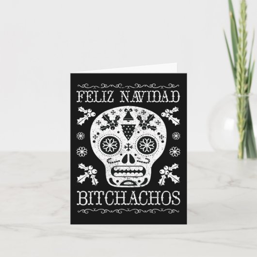 Kerstmis Bitchachos Grappige Kerstmis Schedel Meme Kaart (Voorkant)