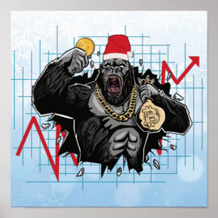 Kerstmis Bitcoin Aandelenmarkt Poster