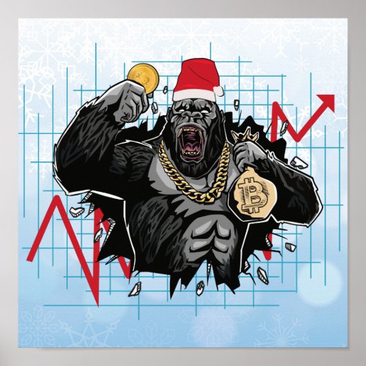 Kerstmis Bitcoin Aandelenmarkt Poster (Voorkant)