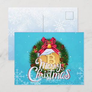 Kerstmis Bitcoin binnen Kerstkrans Briefkaart