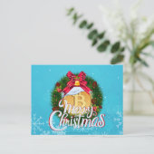 Kerstmis Bitcoin binnen Kerstkrans Briefkaart (Staand voorkant)