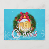 Kerstmis Bitcoin binnen Kerstkrans Briefkaart (Voorkant)