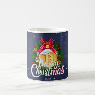 Kerstmis Bitcoin binnen Kerstkrans Koffiemok