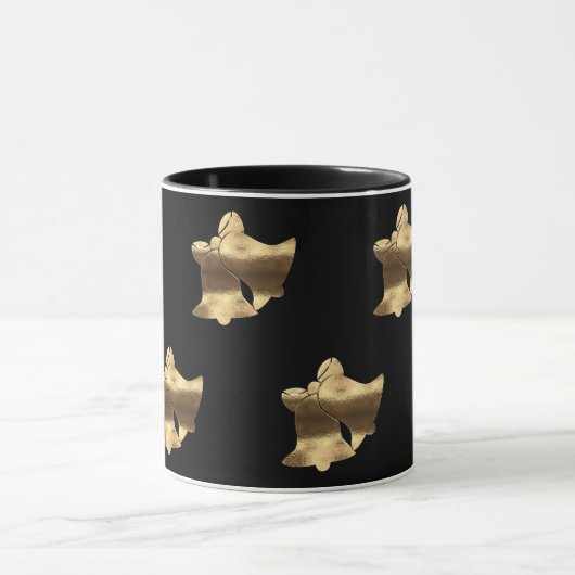 Kerstmis - Black en Gold Pattern Elegant Mok (Midden)