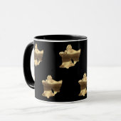 Kerstmis - Black en Gold Pattern Elegant Mok (Voorkant links)