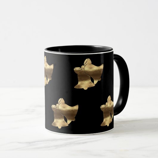 Kerstmis - Black en Gold Pattern Elegant Mok (Voorkant rechts)