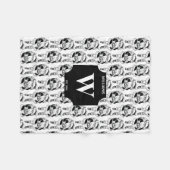 Kerstmis  Black White Santa Monogramed Fleece Deken (Voorkant (Horizontaal))