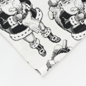 Kerstmis  Black White Santa Monogramed Fleece Deken (Hoek)