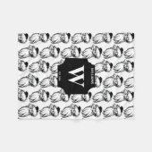 Kerstmis  Black White Santa Monogramed Fleece Deken (Voorkant (Horizontaal))