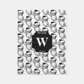 Kerstmis Black White Santa Monogramed Fleece Deken (Voorkant)