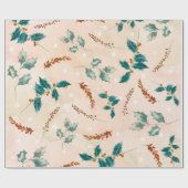 Kerstmis Bladeren Boho Patroon Cadeaupapier (Vlak)