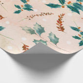 Kerstmis Bladeren Boho Patroon Cadeaupapier (Hoek)