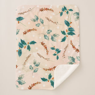 Kerstmis Bladeren Boho Patroon Sherpa Deken