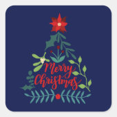 Kerstmis bladeren vierkante sticker (Voorkant)