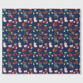 Kerstmis blauw cadeaupapier (Vlak)