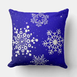 Kerstmis Blauw en Wit Sneeuwvlok Patroon Kussen