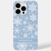 Kerstmis Blauw en Wit Sneeuwvlokken Monogrammed Case-Mate iPhone Case (Achterkant)