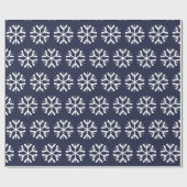 Kerstmis Blauw en Wit Sneeuwvlokken Patroon Cadeaupapier (Vlak)