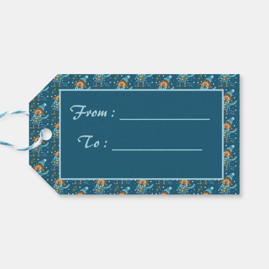 Kerstmis blauw feestdag naar | Uit cadeauLabel (Achterkant Horizontaal)