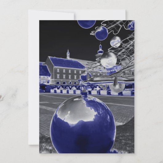 Kerstmis blauw feestdagenkaart (Voorkant)